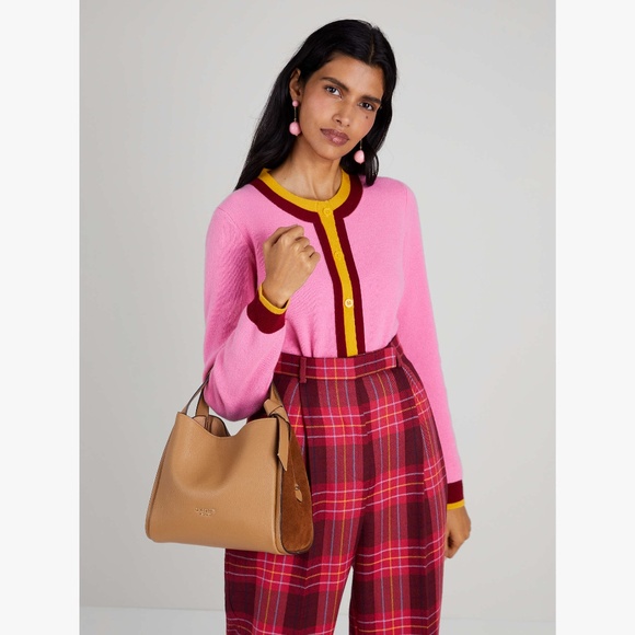 Kate Spade Knott Pebbled Leather & Suede Medium Crossbody Tote - Bungalow - Picture 4 of 6